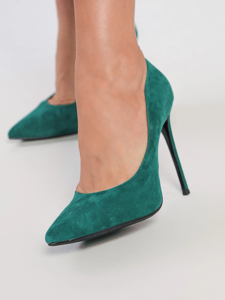 Туфли-лодочки зеленого цвета на высоком каблуке